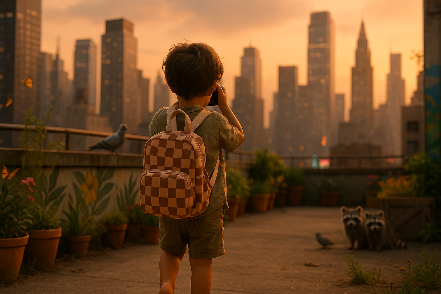 Trafello Hero Photography of a Child making a picture of two racoons